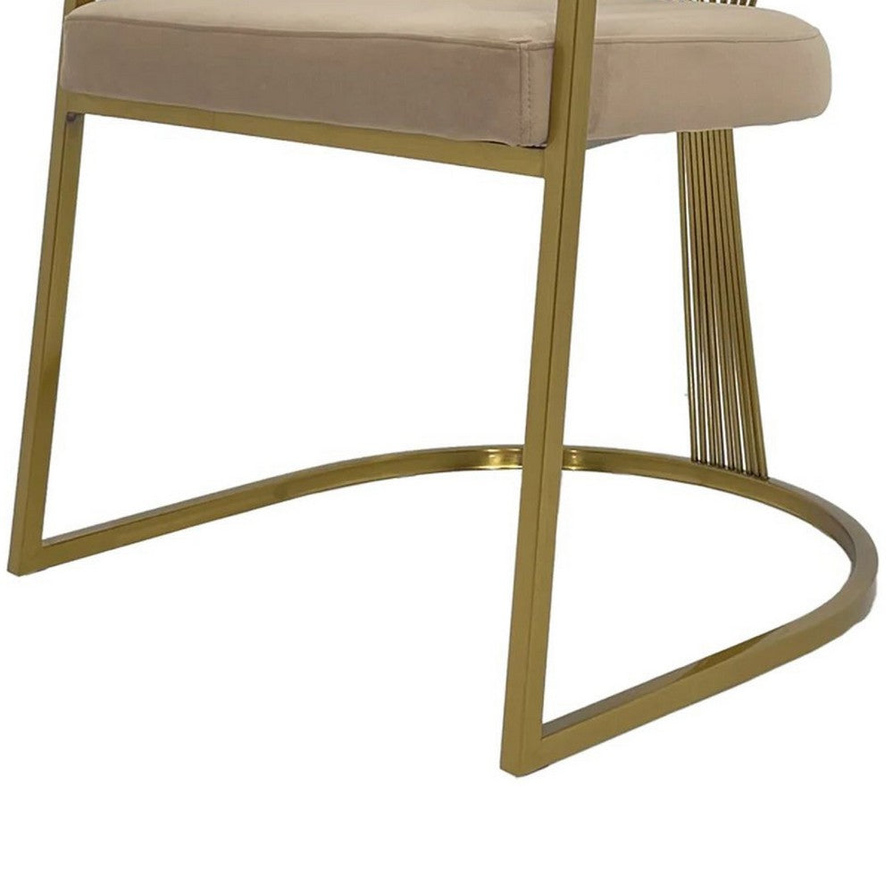 Amur Dining Chair, Taupe Velvet Upholstery, Matte Gold Cantilever Base -BM334646