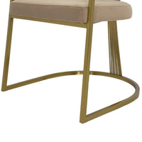 Amur Dining Chair, Taupe Velvet Upholstery, Matte Gold Cantilever Base -BM334646