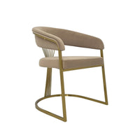 Amur Dining Chair, Taupe Velvet Upholstery, Matte Gold Cantilever Base -BM334646