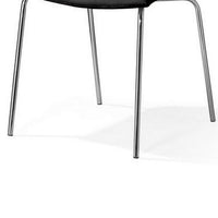 Set of 4 Dining Chair, Horizontal Tufted Black Faux Leather, Chrome -BM334647