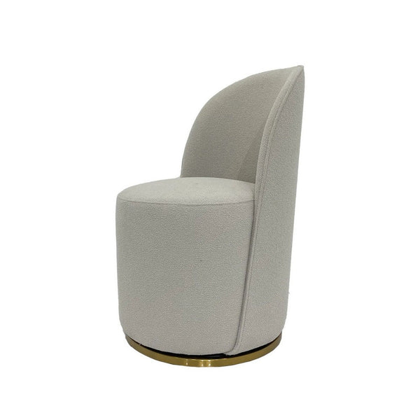 Doe Swivel Dining Chair Set of 2, Soft Cream Toned Boucle, Gold Base -BM334649