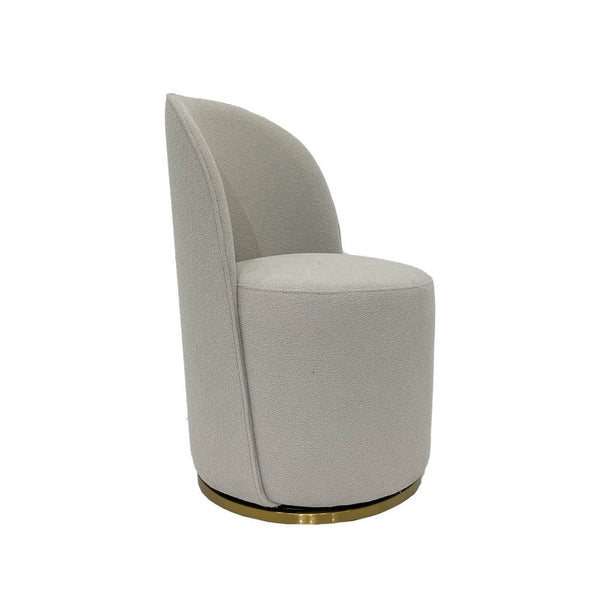 Doe Swivel Dining Chair Set of 2, Soft Cream Toned Boucle, Gold Base -BM334649