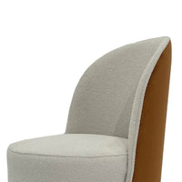 Doe Dining Chair Set of 2, Cream and Brown Boucle, Gold Swivel Base -BM334650