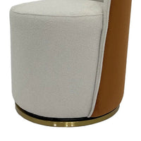 Doe Dining Chair Set of 2, Cream and Brown Boucle, Gold Swivel Base -BM334650