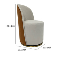 Doe Dining Chair Set of 2, Cream and Brown Boucle, Gold Swivel Base -BM334650