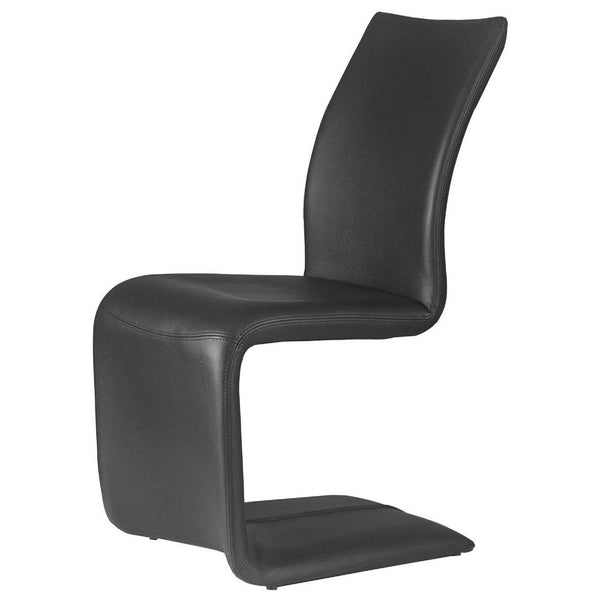 Nomo Set of 2 Dining Chair, Modern Cantilever Legs, Black Faux Leather -BM334651