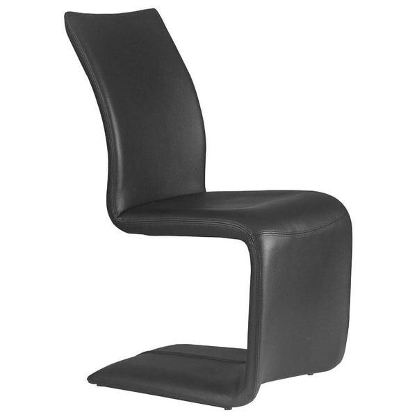 Nomo Set of 2 Dining Chair, Modern Cantilever Legs, Black Faux Leather -BM334651