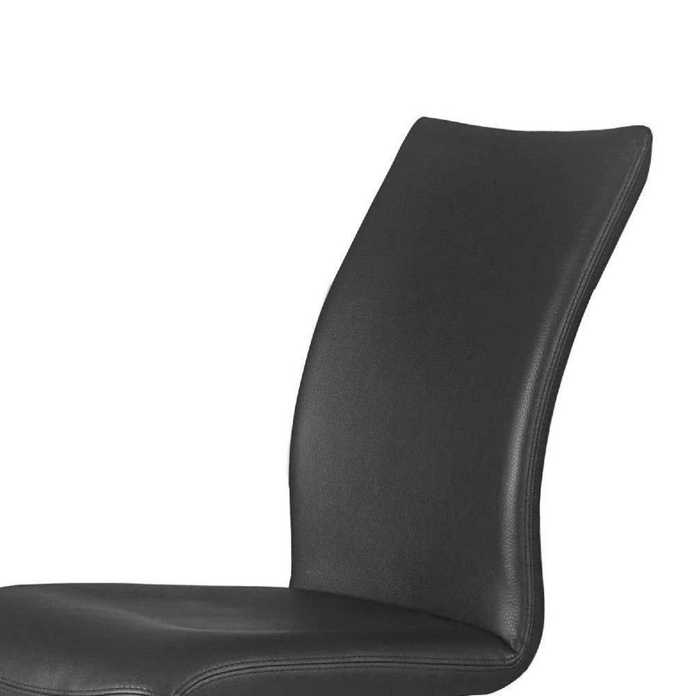 Nomo Set of 2 Dining Chair, Modern Cantilever Legs, Black Faux Leather -BM334651