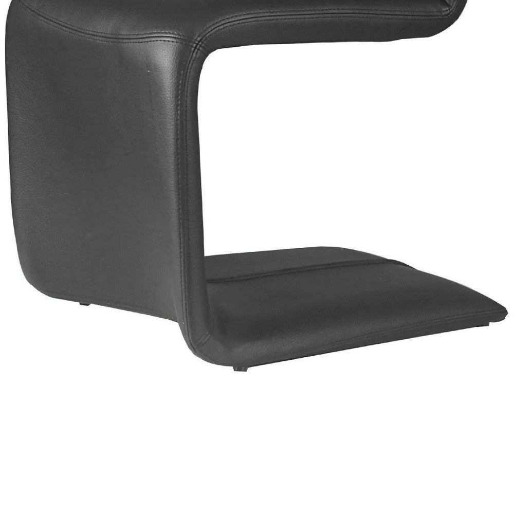 Nomo Set of 2 Dining Chair, Modern Cantilever Legs, Black Faux Leather -BM334651