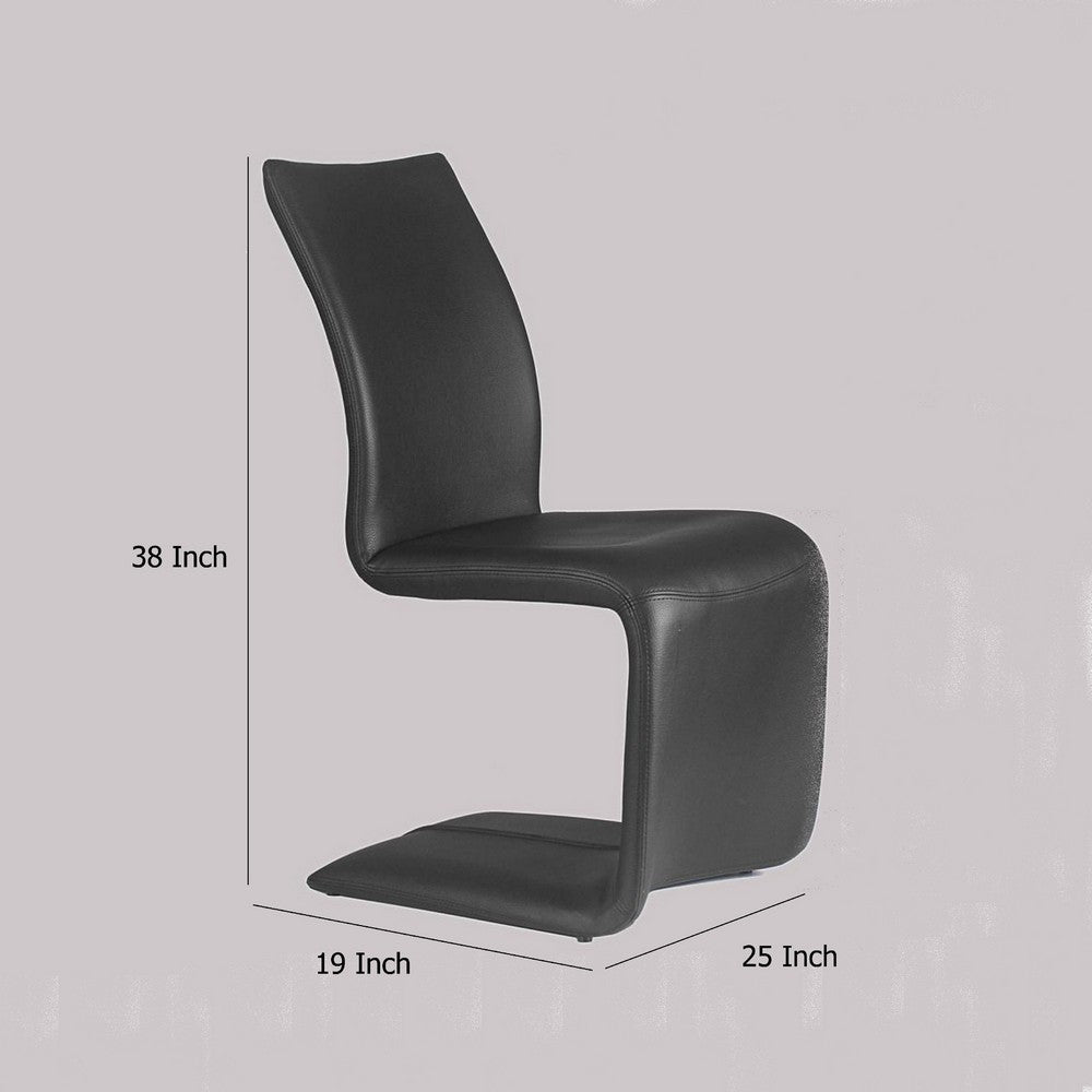 Nomo Set of 2 Dining Chair, Modern Cantilever Legs, Black Faux Leather -BM334651