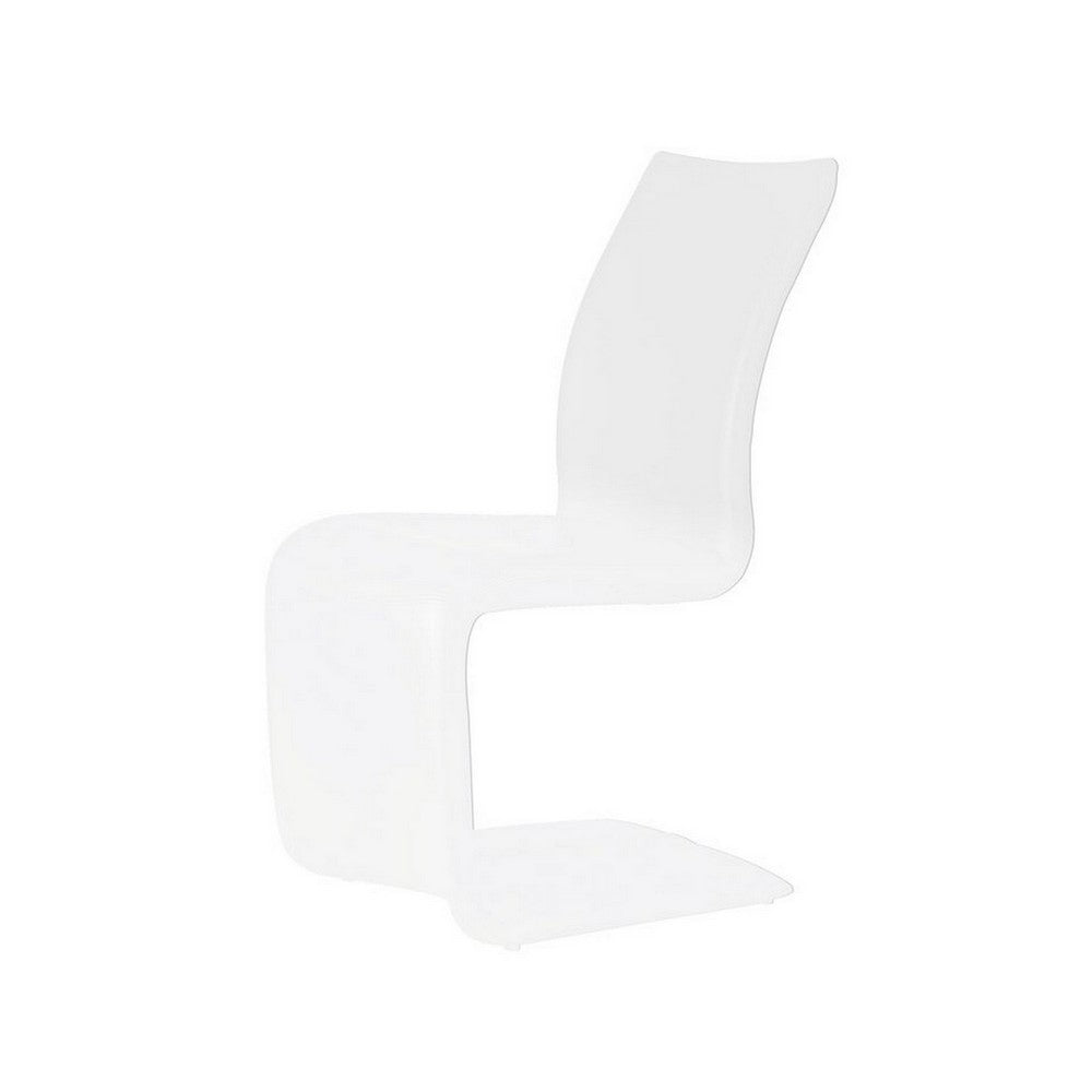 Nomo Set of 2 Dining Chair, Modern Cantilever Legs, White Faux Leather -BM334652