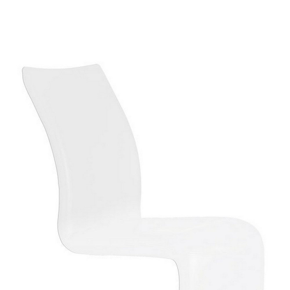 Nomo Set of 2 Dining Chair, Modern Cantilever Legs, White Faux Leather -BM334652