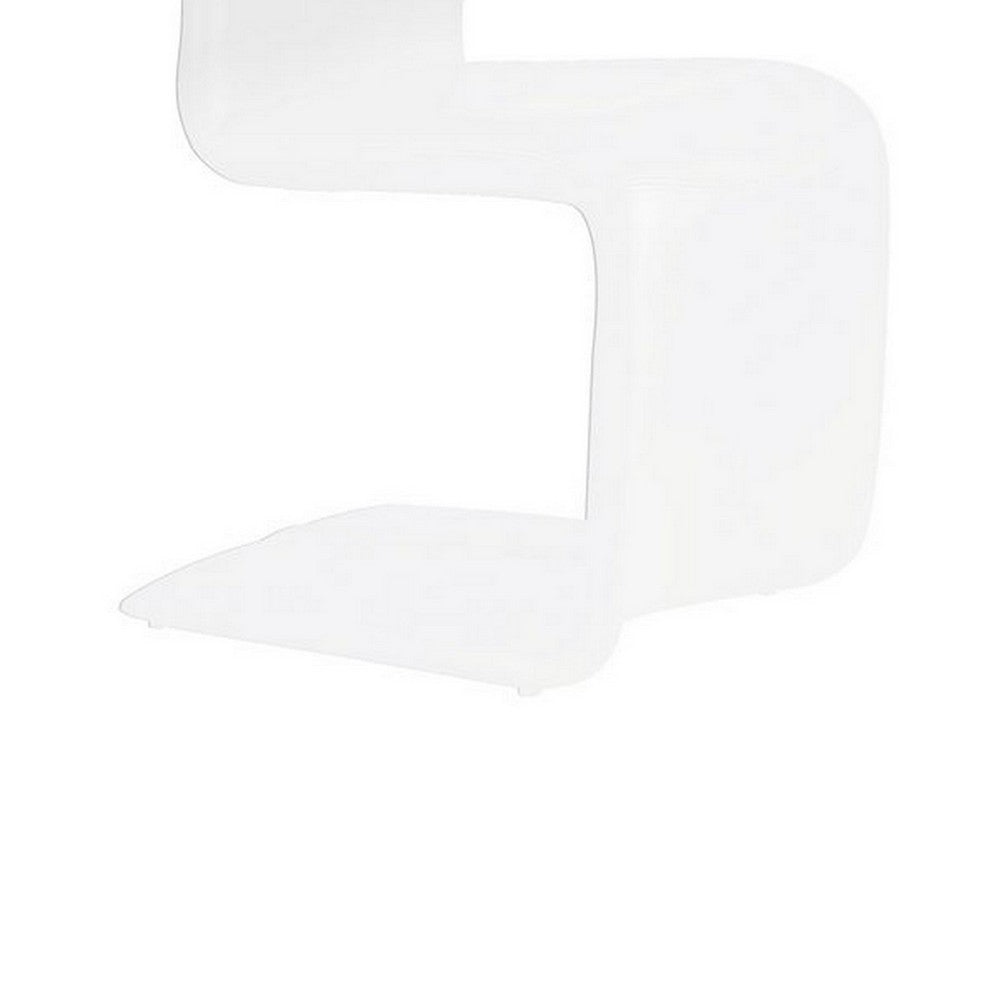 Nomo Set of 2 Dining Chair, Modern Cantilever Legs, White Faux Leather -BM334652