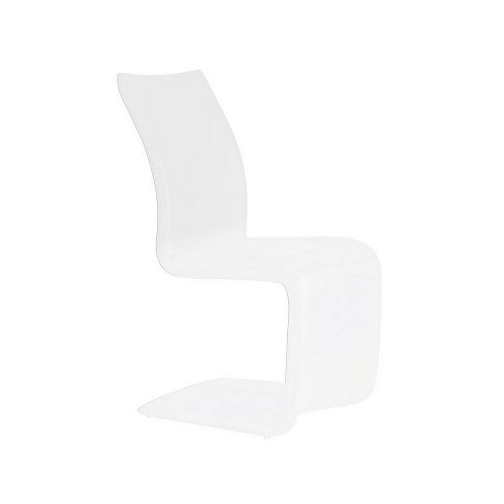 Nomo Set of 2 Dining Chair, Modern Cantilever Legs, White Faux Leather -BM334652