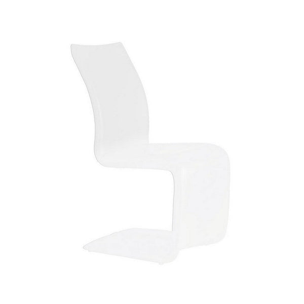 Nomo Set of 2 Dining Chair, Modern Cantilever Legs, White Faux Leather -BM334652