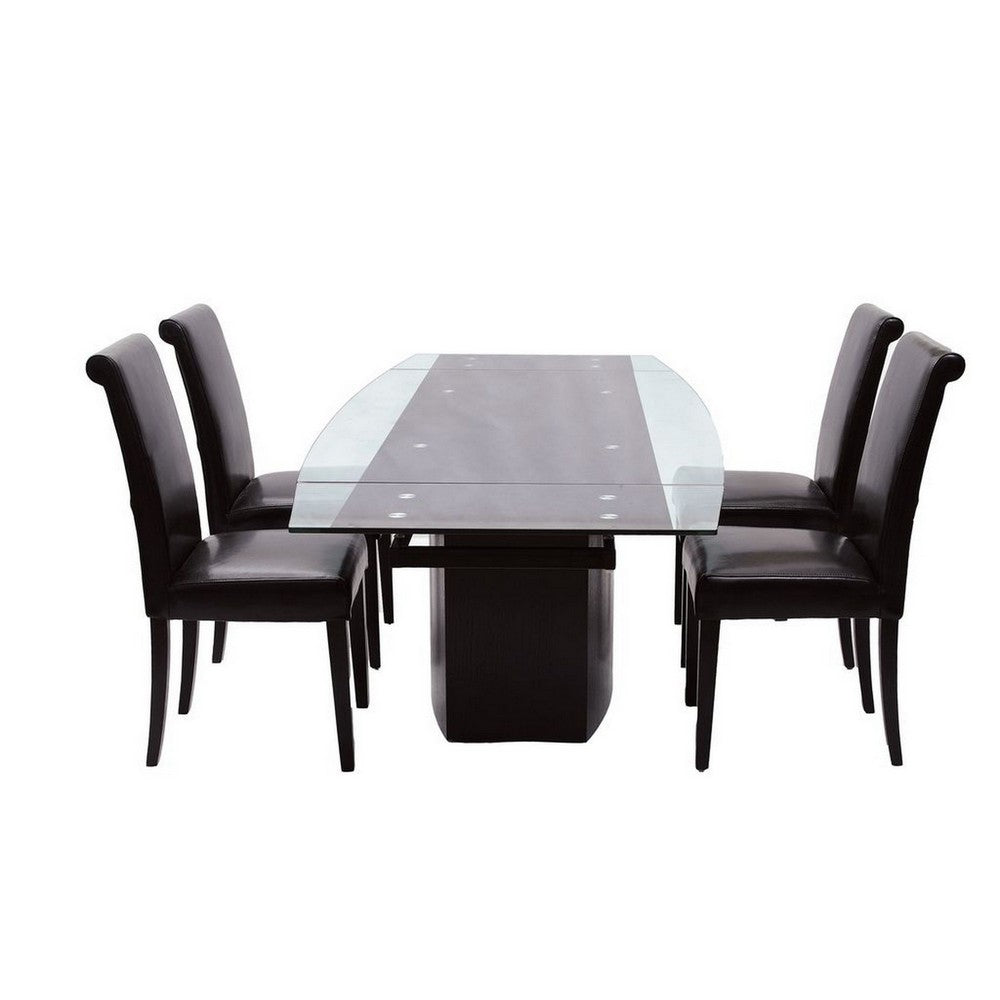 Dining Chair Set of 2, Padded Seat and Backrest, Black Faux Leather -BM334653
