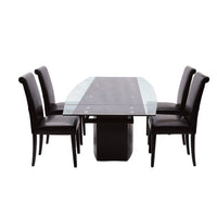Dining Chair Set of 2, Padded Seat and Backrest, Black Faux Leather -BM334653