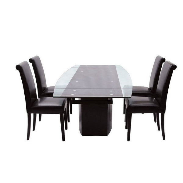 Dining Chair Set of 2, Padded Seat and Backrest, Black Faux Leather -BM334653