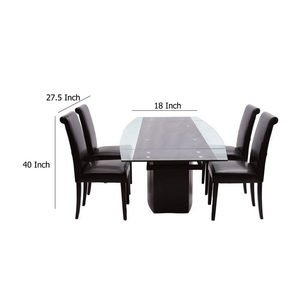 Dining Chair Set of 2, Padded Seat and Backrest, Black Faux Leather -BM334653