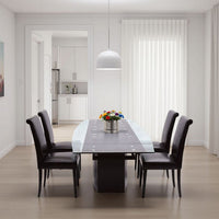 Dining Chair Set of 2, Padded Seat and Backrest, Black Faux Leather -BM334653