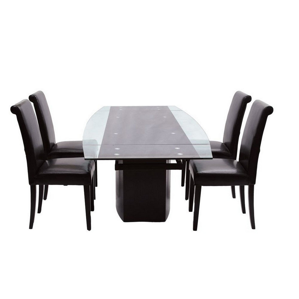 Dining Chair Set of 2, Padded Seat and Backrest, Black Faux Leather -BM334653