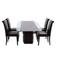 Dining Chair Set of 2, Padded Seat and Backrest, Black Faux Leather -BM334653