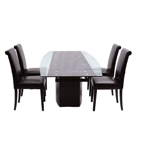 Dining Chair Set of 2, Padded Seat and Backrest, Black Faux Leather -BM334653