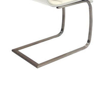 Dining Chair Set of 2, White Faux Leather, Silver Cantilever Base -BM334655