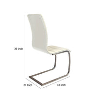 Dining Chair Set of 2, White Faux Leather, Silver Cantilever Base -BM334655