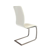 Dining Chair Set of 2, White Faux Leather, Silver Cantilever Base -BM334655