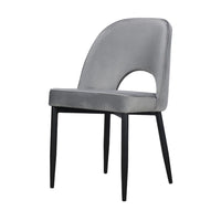 Koir Set of 2 Dining Chair, Gray Fabric, Cut Out Backrest, Black Legs -BM334656
