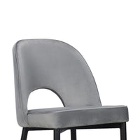 Koir Set of 2 Dining Chair, Gray Fabric, Cut Out Backrest, Black Legs -BM334656