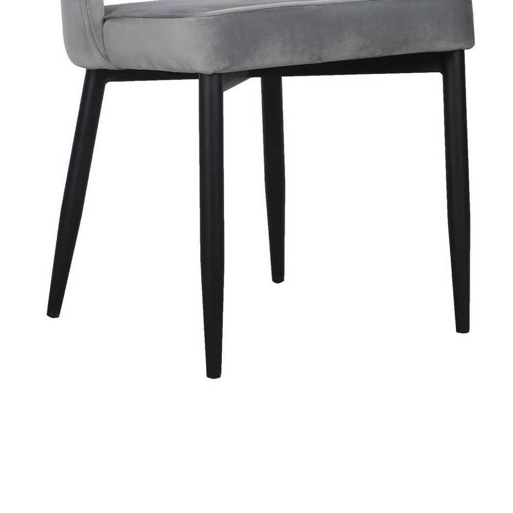 Koir Set of 2 Dining Chair, Gray Fabric, Cut Out Backrest, Black Legs -BM334656