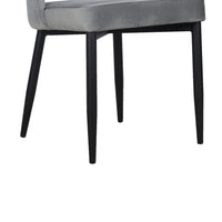 Koir Set of 2 Dining Chair, Gray Fabric, Cut Out Backrest, Black Legs -BM334656