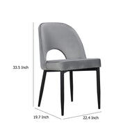Koir Set of 2 Dining Chair, Gray Fabric, Cut Out Backrest, Black Legs -BM334656