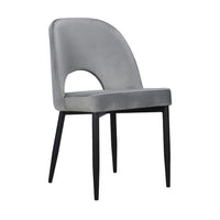 Koir Set of 2 Dining Chair, Gray Fabric, Cut Out Backrest, Black Legs -BM334656