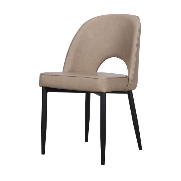 Koir Set of 2 Dining Chair, Light Taupe Faux Leather, Cut Out Backrest -BM334657
