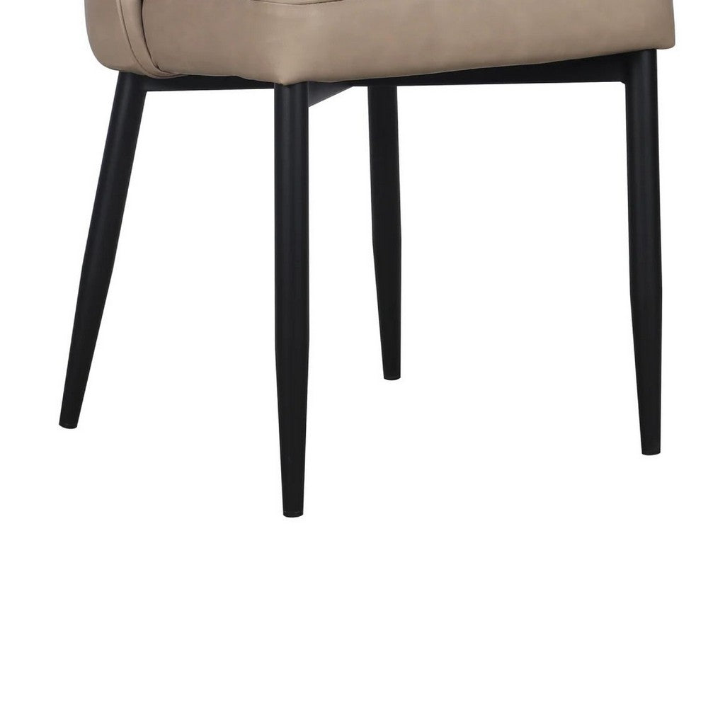Koir Set of 2 Dining Chair, Light Taupe Faux Leather, Cut Out Backrest -BM334657