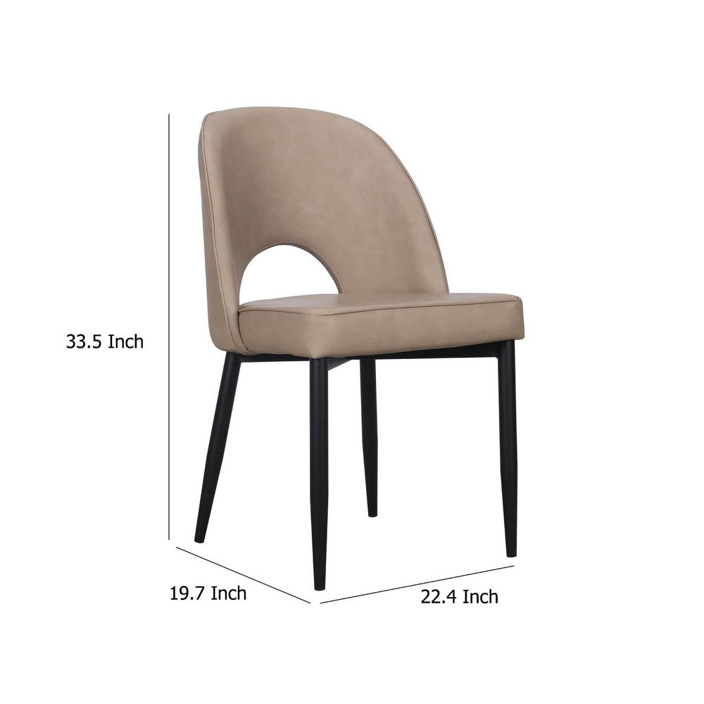 Koir Set of 2 Dining Chair, Light Taupe Faux Leather, Cut Out Backrest -BM334657