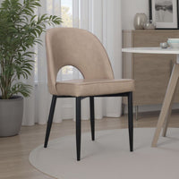 Koir Set of 2 Dining Chair, Light Taupe Faux Leather, Cut Out Backrest -BM334657