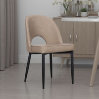 Koir Set of 2 Dining Chair, Light Taupe Faux Leather, Cut Out Backrest -BM334657