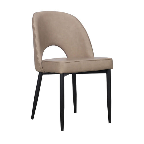 Koir Set of 2 Dining Chair, Light Taupe Faux Leather, Cut Out Backrest -BM334657