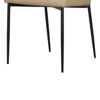Woxy Set of 2 Dining Chair, Sand Brown Faux Leather, Black Metal Legs -BM334659