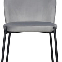 Dining Chair Set of 2, Classic Gray Fabric with Sleek Black Metal Legs -BM334662
