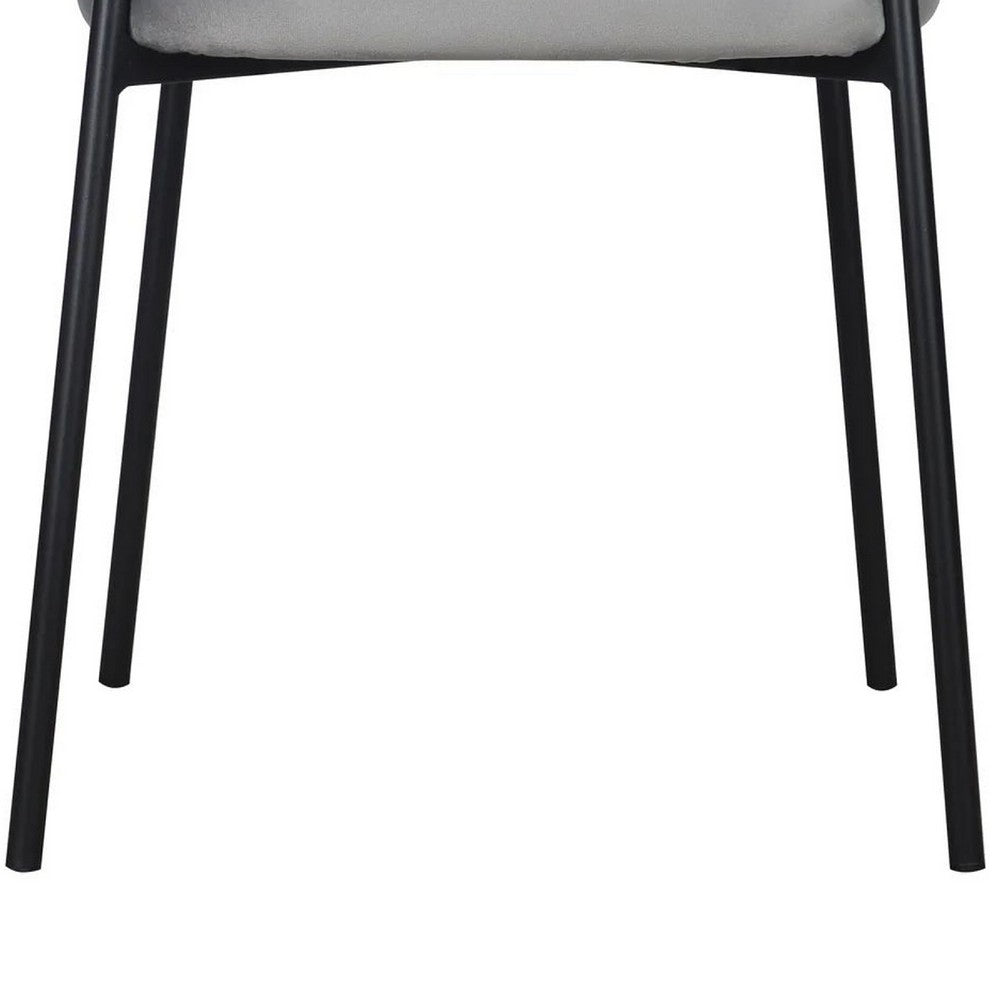 Dining Chair Set of 2, Classic Gray Fabric with Sleek Black Metal Legs -BM334662