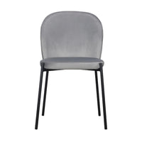 Dining Chair Set of 2, Classic Gray Fabric with Sleek Black Metal Legs -BM334662