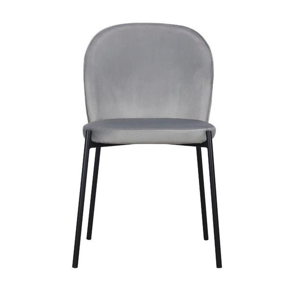 Dining Chair Set of 2, Classic Gray Fabric with Sleek Black Metal Legs -BM334662