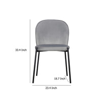 Dining Chair Set of 2, Classic Gray Fabric with Sleek Black Metal Legs -BM334662