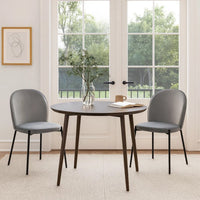 Dining Chair Set of 2, Classic Gray Fabric with Sleek Black Metal Legs -BM334662
