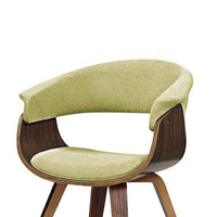 Accent Dining Chair, Natural Brown Wood and Ivory Fabric, Curved Back -BM334663